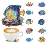 10 DIY diamond painting sets: Cactus/fish/Maple leaf/Indian/Pattern, non-slip wooden coasters, living room, kitchen