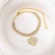 સ્ટાઇલિશ ટ્રેન્ડ બીચ ફેશન નાજુક ડાયમંડ-સ્ટડેડ રાઇનસ્ટોન-એમ્બેલિશ્ડ ફૂટ આભૂષણો ભવ્ય લવ પેન્ડન્ટ