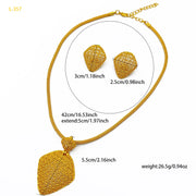 ANIID Dubai 24k Gold Plated Jewelry Set for Women Costume Indian Bridal Necklace Earrings Sets Nigerian Wedding Party Gift