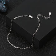 KISS MANDY 925 Sterling Silver 1.8*4.2mm Paperclip Chain Anklet Women Summer Foot Chain Bracelet Ankle Straps Jewelry Gift SA22