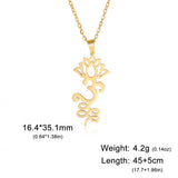 Skyrim Lotus Flower Yoga Om Unalome Pendant Necklace Stainless Steel Neck Chain for Women Buddhism Mandala Amulet Jewelry Gift
