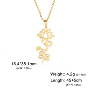 Skyrim Lotus Flower Yoga Om Unalome Pendant Necklace Stainless Steel Neck Chain for Women Buddhism Mandala Amulet Jewelry Gift