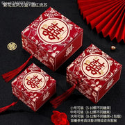 50pcs Retro Red Chinese Style Candy Boxes Wedding Gifts for Guests Mariage Paper Chocolate Packaging Box Boite Gateau Mariage