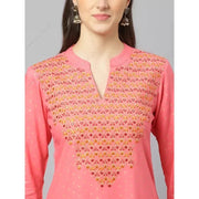 કુર્તા મહિલા ભારતીય રેયોન કુર્તી ટ્યુનિક ગોલ્ડ પ્રિન્ટ એથનિક ટોપ સ્પ્રિંગ સમર પાતળો લાંબો બ્લાઉઝ