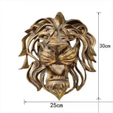 Wall Hanging Lion Head Art Sculpture Cool Gold Lion King Resin Sculpture Entryway Bedroom Home Wall Hangings Luxury Wall Decor