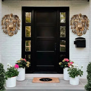 Wall Hanging Lion Head Art Sculpture Cool Gold Lion King Resin Sculpture Entryway Bedroom Home Wall Hangings Luxury Wall Decor