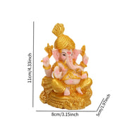 Ganesha Sitting Buddha Statue Decorative Collectible Handmade Craft Sculpture for Living Room Bedroom Home Bookshelf Office