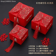 50pcs Retro Red Chinese Style Candy Boxes Wedding Gifts for Guests Mariage Paper Chocolate Packaging Box Boite Gateau Mariage