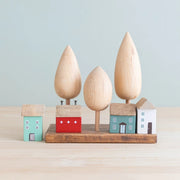 4Pcs Small Wooden House Ornament Miniature Building Table Desktop Home Decor Items Nordic Style Birthday Christmas Gifts Crafts
