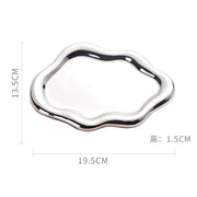 Silver Ceramic Plate Dish Irregular Tray Decorative Tray Storage Plate Household Snack Dish Shooting Props Shop Display