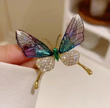 Blue Butterfly Brooches Crystal Rhinestones Metal Pins Flying Insect Brooch for Women Clothing Jewelry Gifts