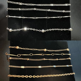 New 5-piece Anklet Set Women Alloy Round Bead Heart Chain Minimalist Ankle Bracelet Jewelry Valentine's Day Gift Accessories