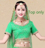 Bollywood Belly Dance Costume Set Indian Dance Sari 2/3/4/5pcs Chiffon Belly Dance Clothing Women Oriental Dance Practice Suit