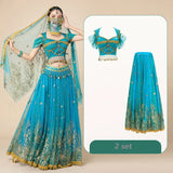 મહિલા ઉત્સવ હેલોવીન કોસ્પ્લે બેલી ડાન્સ ટોપ ડ્રેસ એડલ્ટ ઇન્ડિયન આરબ જાસ્મીન સાડી ફેન્ટસી રેવ બોલિવૂડ આઉટફિટ કોસ્ચ્યુમ સૂટ