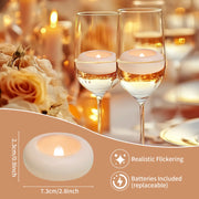 12/24 Pack Waterproof Flameless Floating Tealights Candle Electric Flickering LED Candles For Wedding Party Pool&SPA Home Decor