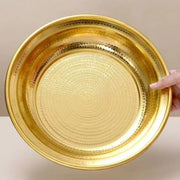 Buddhist Fruit Plate,Engraving Copper Hammer Altars Saucer,Brass Auspicious Tibetan Offering Buddha Plate,Buddhism Items,43cm