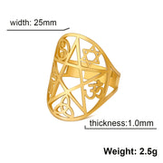 Hollow out retro Celtic knot Bagua diagram cross ring yoga Om symbol ring stainless steel adjustable ring jewelry gift