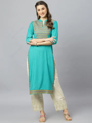 કુર્તા મહિલા ભારતીય રેયોન કુર્તી ટ્યુનિક ગોલ્ડ પ્રિન્ટ એથનિક ટોપ સ્પ્રિંગ સમર પાતળો લાંબો બ્લાઉઝ