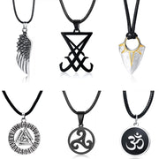 Men's OM Necklace Round Ohm Pendant Adjustable Yoga Spiritual Jewelry