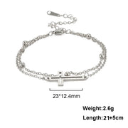 સ્કાયરિમ બોહેમિયા ક્રોસ પેન્ડન્ટ એન્કલ બ્રેસલેટ ફેશન ફૂટ જ્વેલરી ફોર વુમન સમર બીચ પાર્ટી સ્ટેનલેસ સ્ટીલ બીડ ચેઇન એન્કલેટ