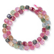 Natural Tourmaline Beads Faceted Square Stone Loose Bead for Diy Charms Bracelet Necklace Jewelry Making Crafts Accessories