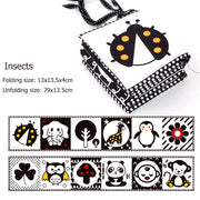 સંવેદનાત્મક કાપડ પુસ્તક બાળકોના રમકડાં 0 12 મહિના નવજાત બેડ પારણું બમ્પર કાળા અને સફેદ પ્રાણી શાંત પુસ્તકો મોન્ટેસરી બાળકોના પુસ્તક રમકડાં