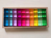 બાળકો માટે ખુલ્લા રમત માટે નવી ડિઝાઇન મોન્ટેસરી રમકડાં સી થ્રુ રેઈન્બો લ્યુસાઈટ સ્ટેકીંગ બ્લોક્સ એક્રેલિક હાઇટ્રાન્સપરન્ટ