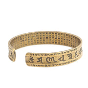 Tibetan Buddhism Lotus Flower ॐमणिपद्मेहूँ Om Mani Padme Hum Prajna Heart Sutra Copper Open Bracelet Brass Amulet Bangle Jewelry