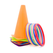 Party Games Ring Toss Game Carnival Combo Set Soft Plastic Cones Ring Toss Games Throwing Game Toy For Kid Adult