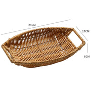 Creative Fruit Plate Imitation Rattan Woven Retro Living Room Snack Storage and Placement Square Afternoon Tea Heart Plate