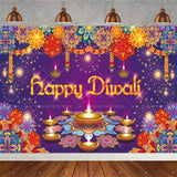 ભારતીય પરંપરાગત હેપ્પી દિવાળી બેકડ્રોપ્સ ફેસ્ટિવલ ઓફ લાઇટ્સ પાર્ટી મ્યુરલ હિન્દુ મીણબત્તી બેકગ્રાઉન્ડ પ્રોપ રૂમ ડેકોર કસ્ટમ સપ્લાય