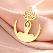 EUEAVAN 5pcs Unalome Lotus Flower Pendant Buddha Buddhism Om Yoga Charms Necklace Earrings Amulet Jewelry Making Supplies DIY