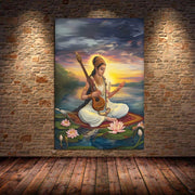 ભારતીય હિન્દુ દેવતાઓ ભગવાન શિવ યોગ દૈવી દેવી સરસ્વતી ધ્યાન આરટી પોસ્ટર કેનવાસ પેઇન્ટિંગ વોલ પ્રિન્ટ ચિત્ર ઘર સજાવટ