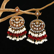 રેટ્રો અતિશયોક્તિપૂર્ણ એન્ટિક એલોય કોતરવામાં આવેલ એક્રેલિક રત્નો માળા ટેસલ સ્ટેટમેન્ટ ઇયરિંગ્સ મહિલાઓ માટે ભારતીય ઝુમકા જ્વેલરી