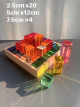 બાળકો માટે ખુલ્લા રમત માટે નવી ડિઝાઇન મોન્ટેસરી રમકડાં સી થ્રુ રેઈન્બો લ્યુસાઈટ સ્ટેકીંગ બ્લોક્સ એક્રેલિક હાઇટ્રાન્સપરન્ટ