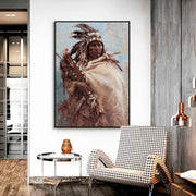 અમેરિકન ઇન્ડિયન આર્ટ કેનવાસ પેઇન્ટિંગ પ્રિન્ટ પિક્ચર્સ નેટિવ અમેરિકન રાઇડિંગ હોર્સ આર્ટ પોસ્ટર્સ ફેમિલી લિવિંગ રૂમ વોલ હોમ ડેકોર