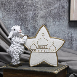 1pc, Adorable Ramadan Lamb Decoration - Unique Resin Desktop Figurine with Creative Design, Durable Construction, and Compact Si