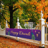 દિવાળીની શુભકામનાઓ બેનર પ્રકાશનો ઉત્સવ દીપાવલી પોલિએસ્ટર બેનરો ગ્રોમેટ્સ સાથે પાર્ટી સપ્લાય યાર્ડ સાઇન ગાર્ડન આઉટડોર ડેકોર