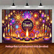 1pc 2D Flat Diwali Celebration Party Banner Backdrop, No Power Required——sym