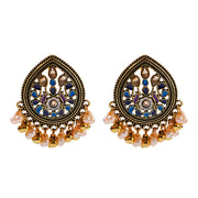 Ethnic Retro Geometric Turkish Jhumka Earrings For Women Indian Jewelry Flower Gold Color Bell Tassel Dangling Earrings
