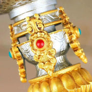 Resin Electric Thailand Butter Candle Lamp and Candlestick,Rechargeable Yellow LED, Buddhist Altar Lamp, Tibetan BaJiXiang Light