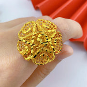 XUHUANG Dubai Gold Color Rings For Women Wedding Africa Bride Indian Fashion Hawaiian Jewelry Party Gifts New Style