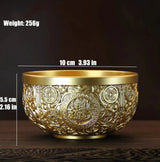 કોતરણી કાંસ્ય તાંબાના પીવાના બાઉલ શુભ તિબેટીયન પવિત્ર પાણી દૂધ ચા કપ ગોલ્ડન બૌદ્ધ 10 સેમી બાઉલ હોમ્સ ગિફ્ટ ડેકોરેટિવ