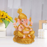 Ganesha Sitting Buddha Statue Decorative Collectible Handmade Craft Sculpture for Living Room Bedroom Home Bookshelf Office