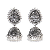 Ethnic Retro Geometric Turkish Jhumka Earrings For Women Indian Jewelry Flower Gold Color Bell Tassel Dangling Earrings