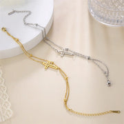 સ્કાયરિમ બોહેમિયા ક્રોસ પેન્ડન્ટ એન્કલ બ્રેસલેટ ફેશન ફૂટ જ્વેલરી ફોર વુમન સમર બીચ પાર્ટી સ્ટેનલેસ સ્ટીલ બીડ ચેઇન એન્કલેટ