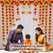 સજાવટ માટે ૫-૫૦ પીસીએસ મેરીગોલ્ડ ફૂલનો માળા કૃત્રિમ ફૂલો લગ્ન ભારતીય સજાવટ દિવાળી પૂજા ડે ઓફ ધ ડેડ મેક્સિકન ૧.૫ મી.