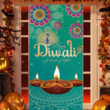 Diwali Decoration Party Background  Indian Diwali Peacock Candle Party Supplies Door Decoration Festival Door Cover Backdrop