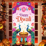Diwali Decoration Party Background  Indian Diwali Peacock Candle Party Supplies Door Decoration Festival Door Cover Backdrop