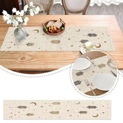 180*35cm Ramadan Star And Moon Lantern Table Runner Eid Decoration Table Runner Dust Cover Muslim Festival Decor Long Tablecloth